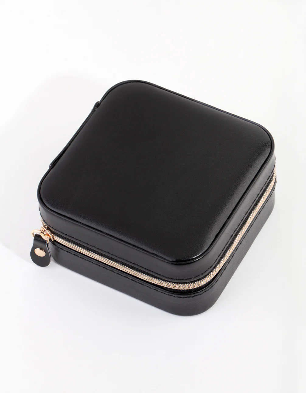 Black Smooth Faux Leather Square Jewellery Box - Image 2