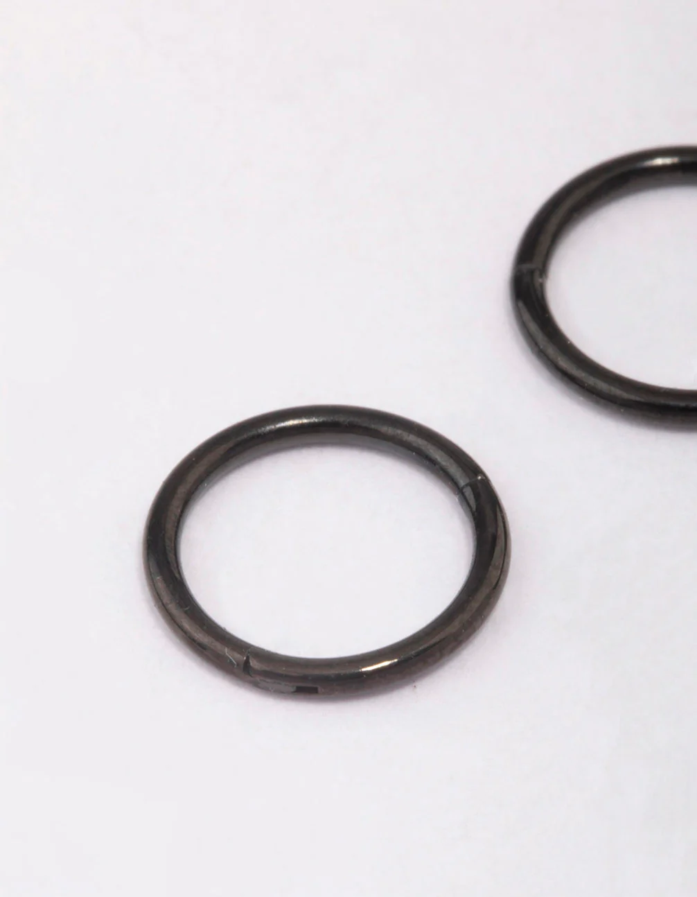 Black Surgical Steel Fine Sleeper Earrings 6mm - Image 2