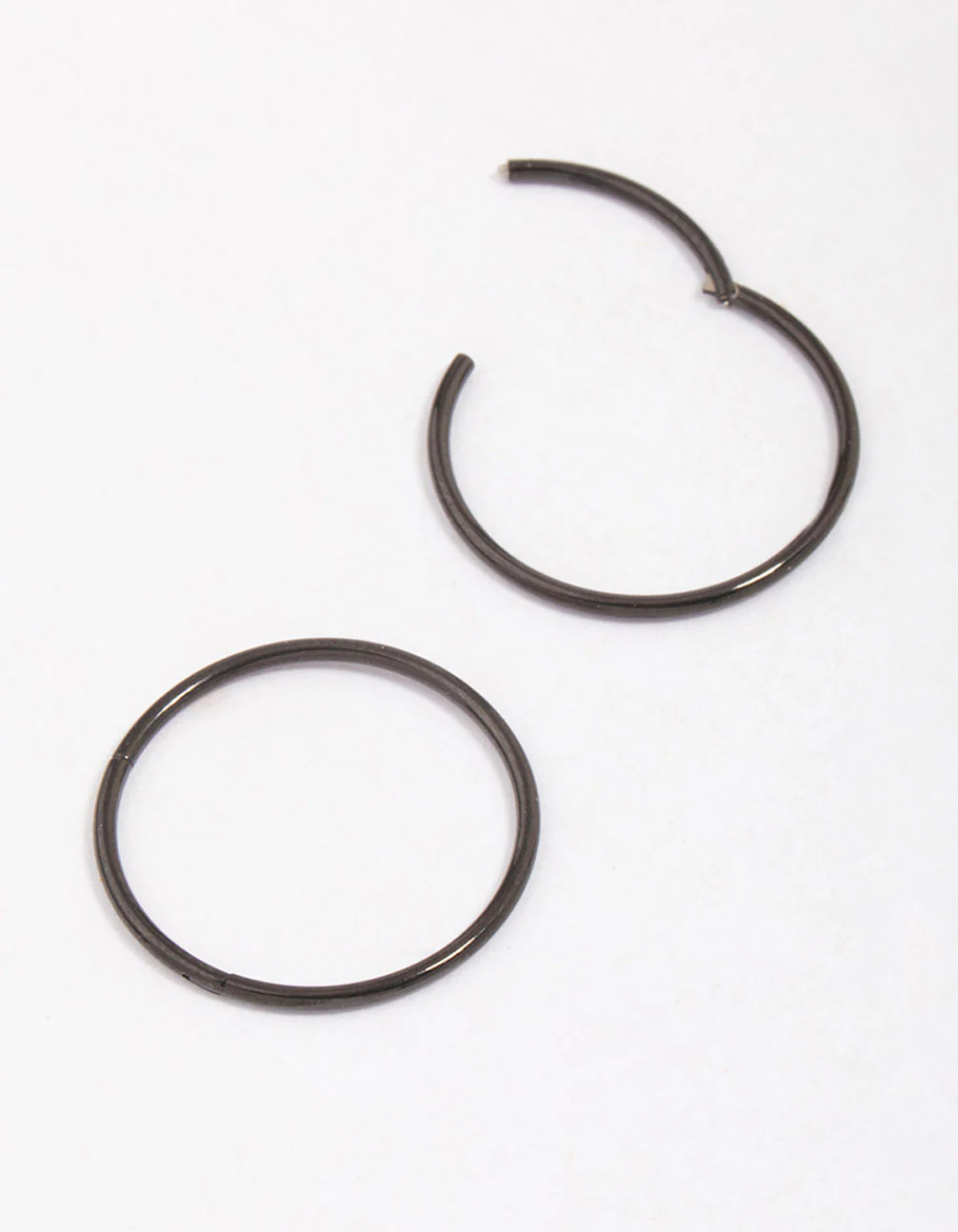 Black Surgical Steel Sleeper Hoop Earrings 16mm - Image 2