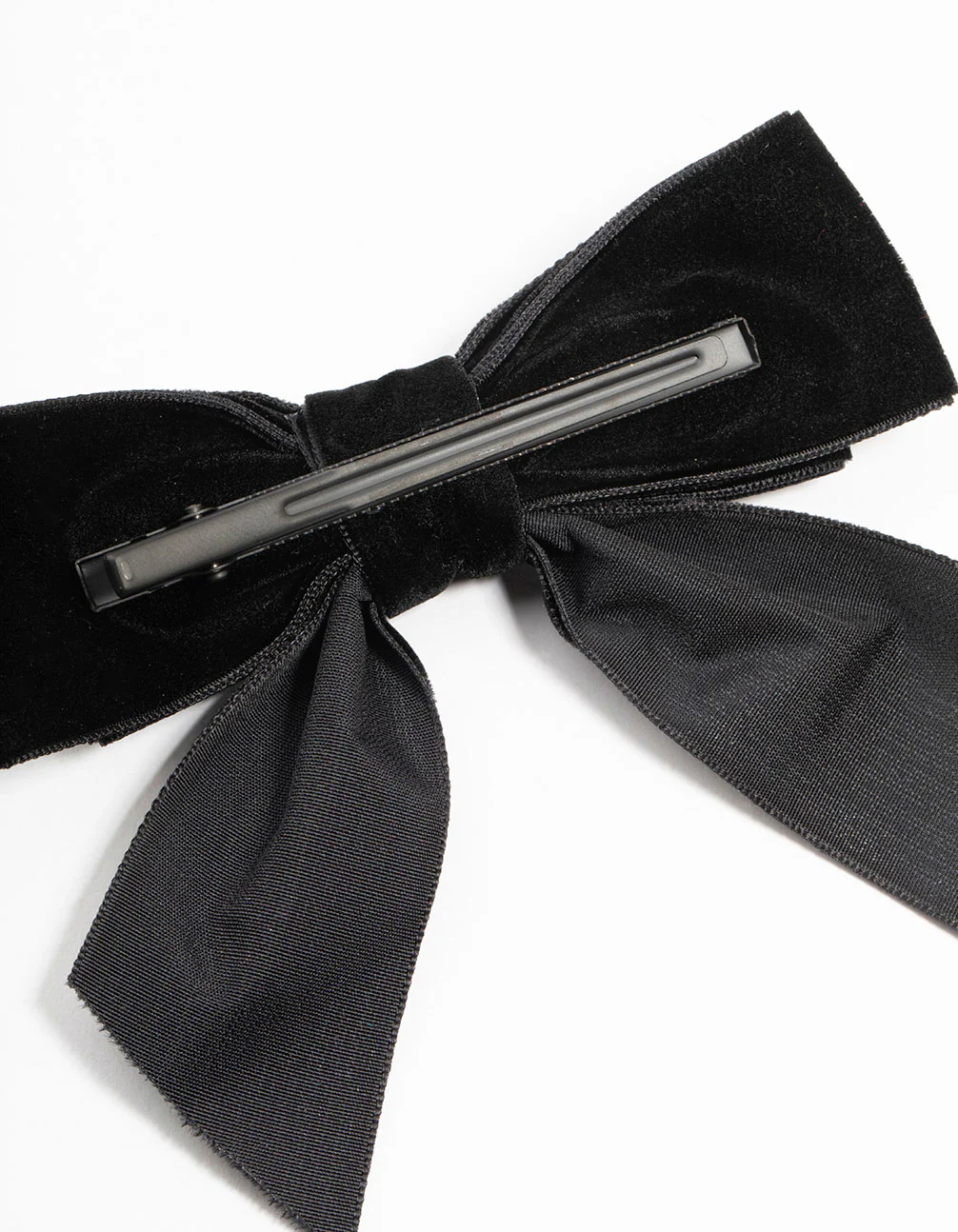 Black Velvet Fabric Bow Clip - Image 3