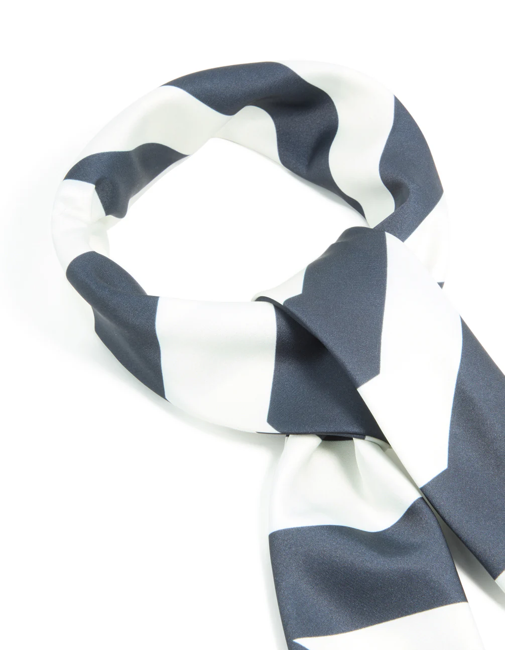 Black & White Fabric Geometric Stripe Scarf - Image 2