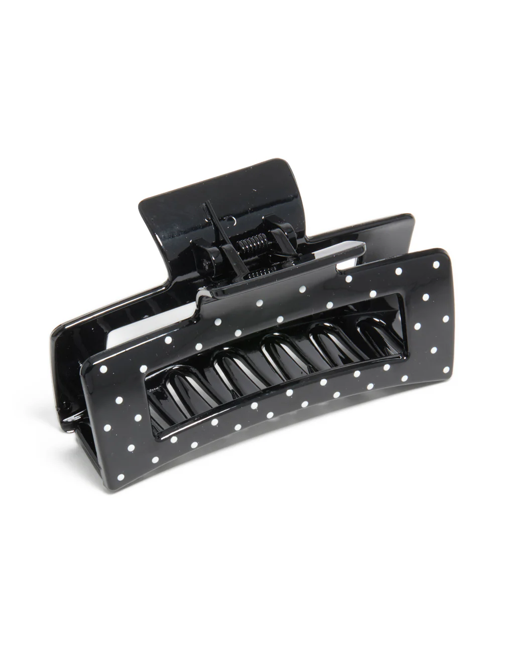 Black & White Shiny Polka Dot Large Claw Clip - Image 2