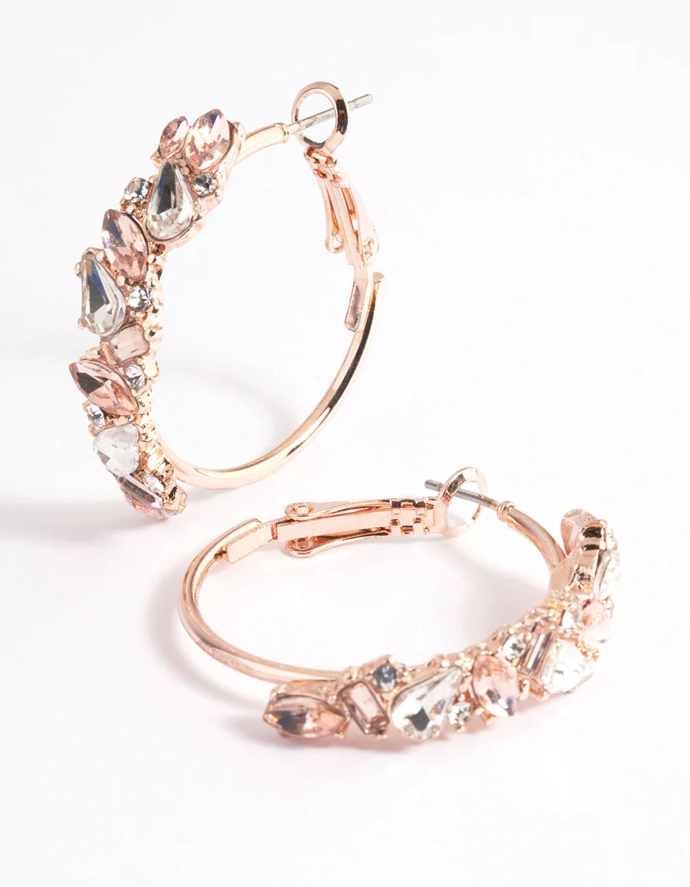 Rose Gold Mini Cluster Diamante Hoop Earrings - Image 5