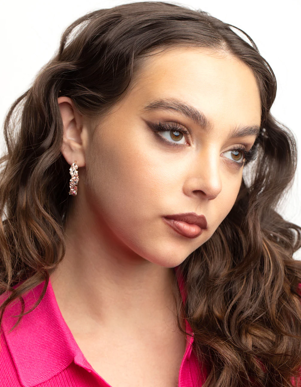 Rose Gold Mini Cluster Diamante Hoop Earrings - Image 6