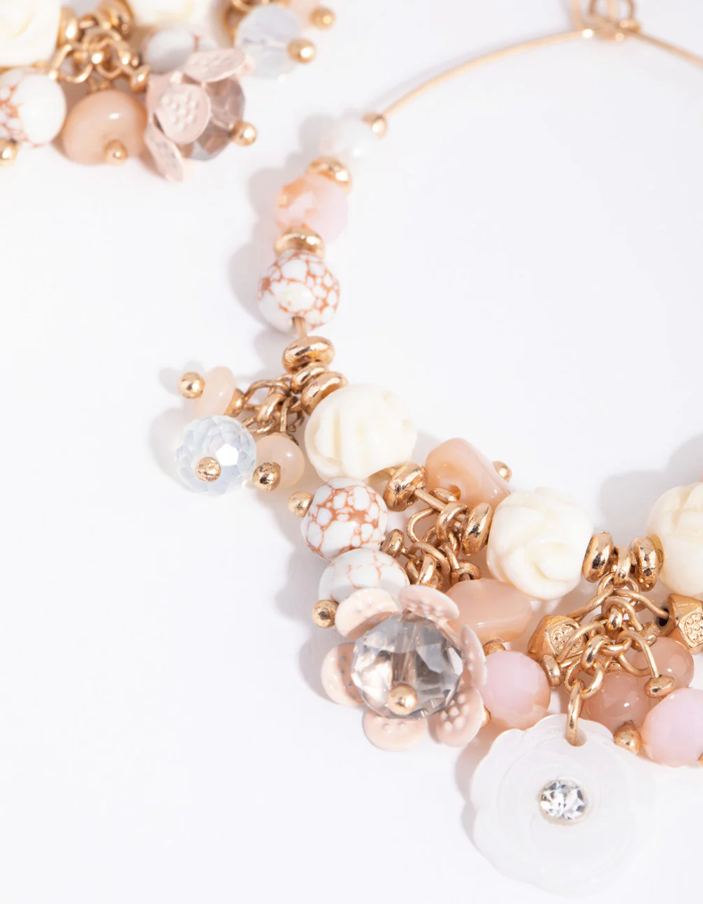 Gold Large Flower Cluster Drop Earrings - Image 2