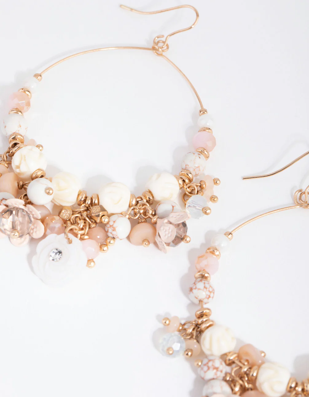 Gold Large Flower Cluster Drop Earrings - Image 3