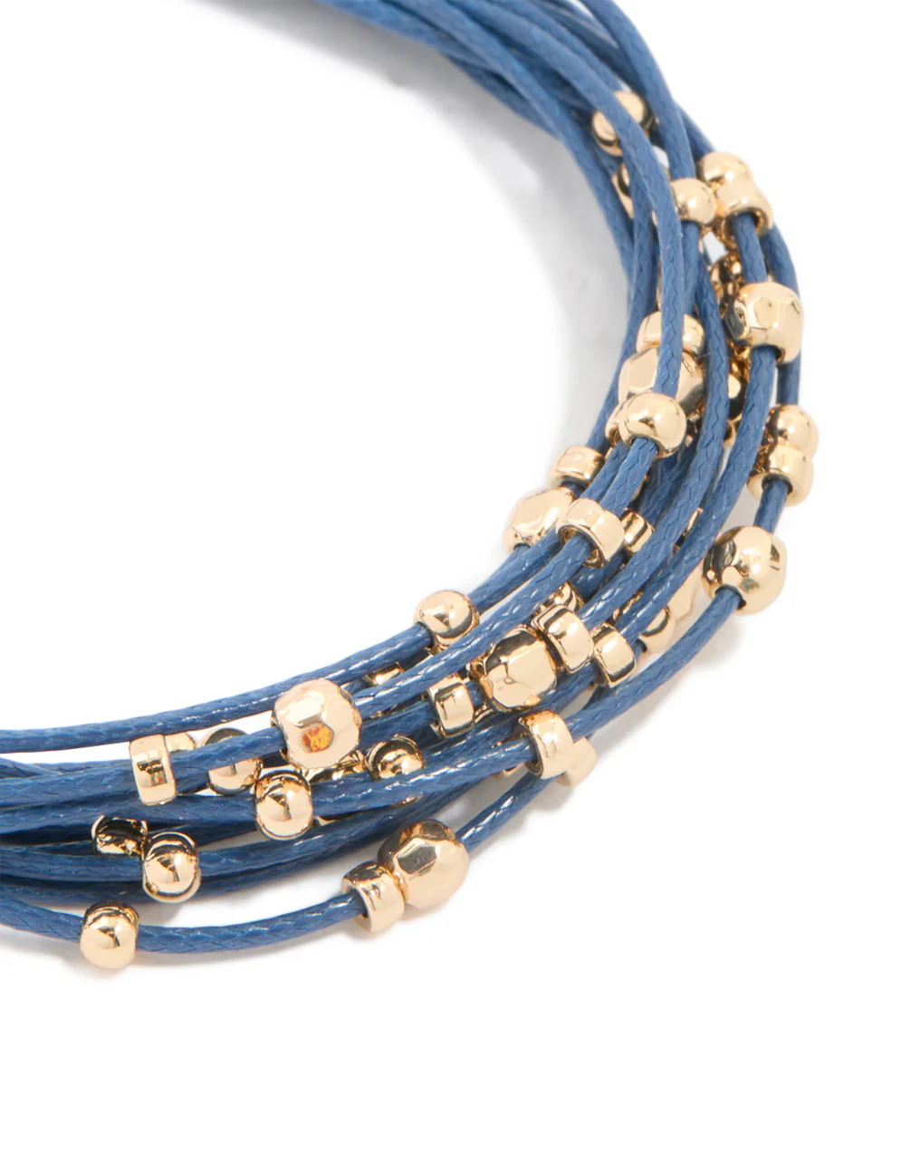 Blue Cord & Gold Beaded Layered Bracelet - Image 2