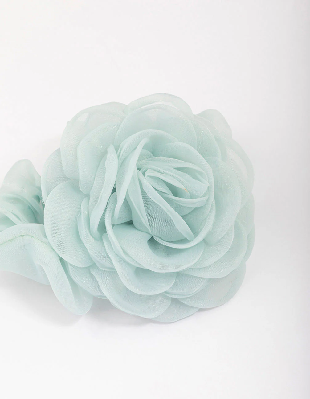 Blue Fabric Chiffon Flower Hair Scrunchie - Image 3