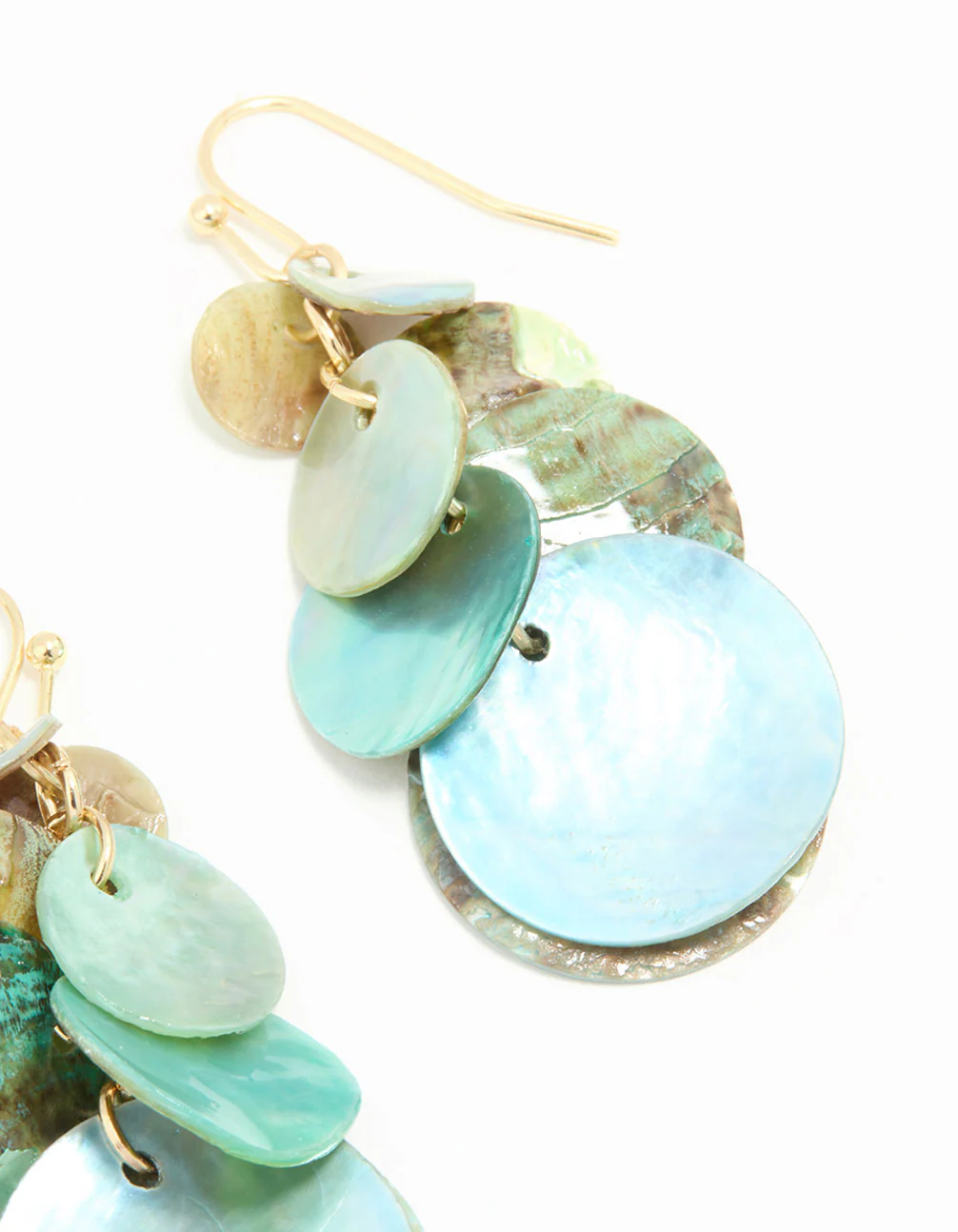 Blue Genuine Shell Layered Disc Drop Earrings - Image 5