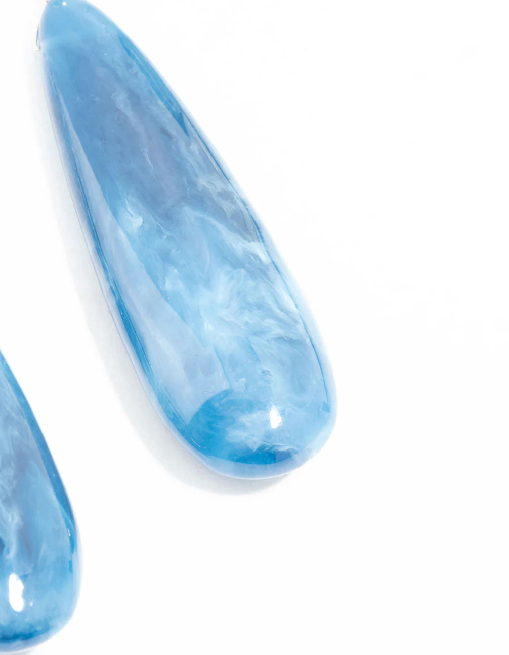 Blue Marble Long Silver Drop Earrings - Image 3