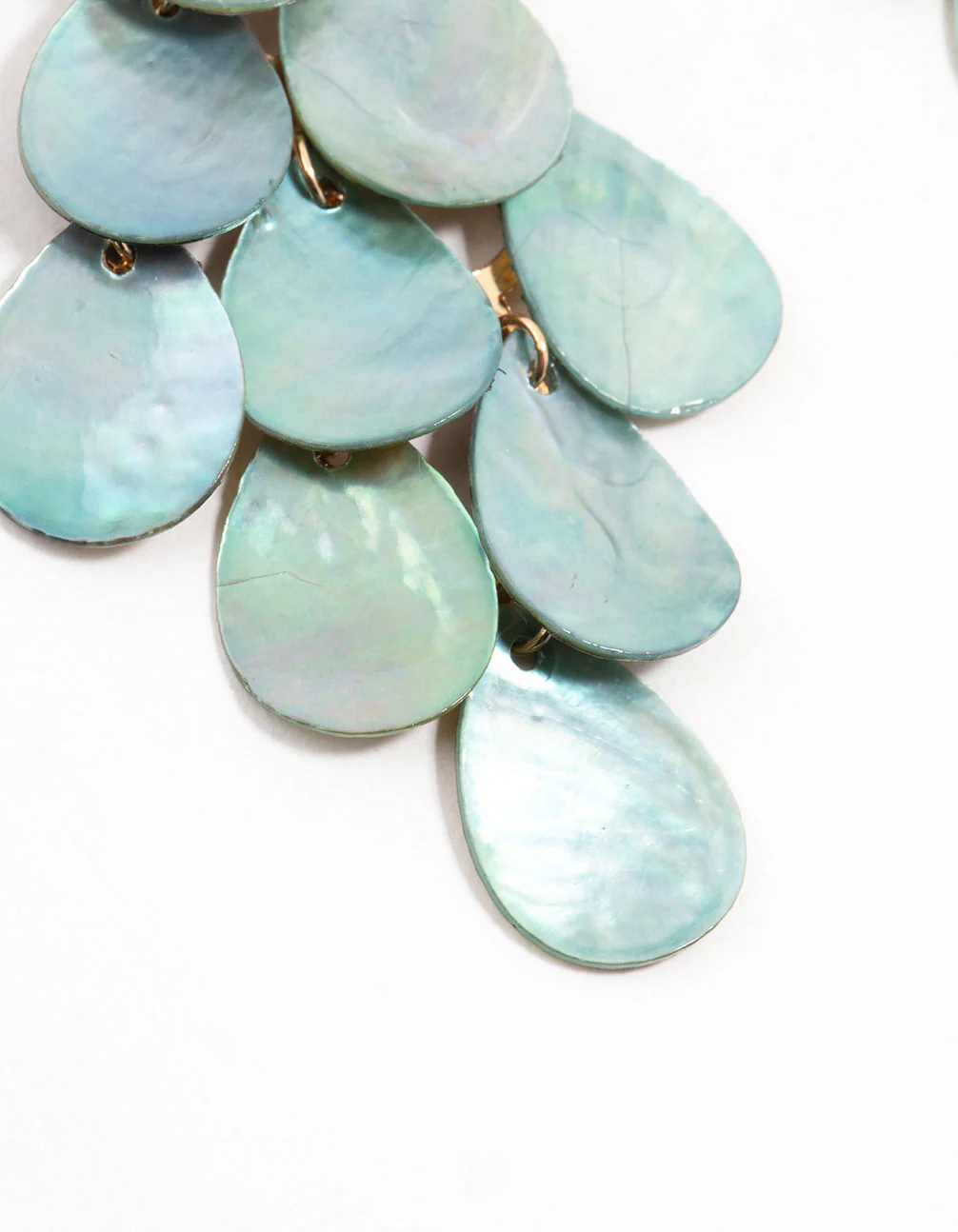 Blue Genuine Shell Layered Drop Earrings - Image 3