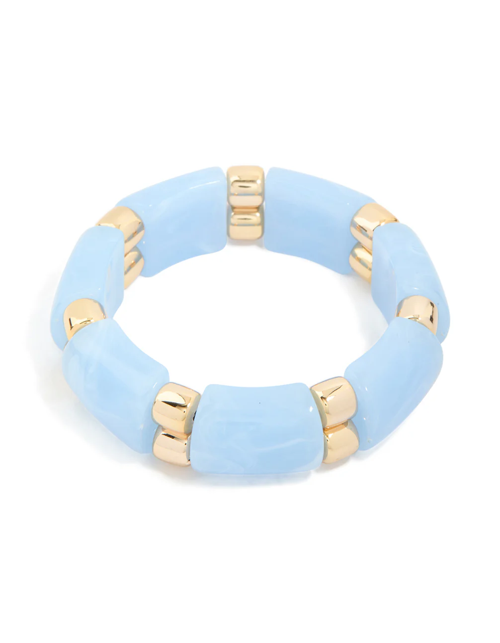 Blue Stone & Gold Beaded Stretch Bracelet - Image 2
