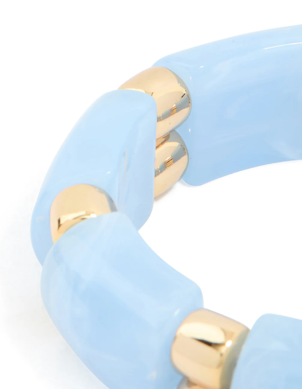 Blue Stone & Gold Beaded Stretch Bracelet - Image 5
