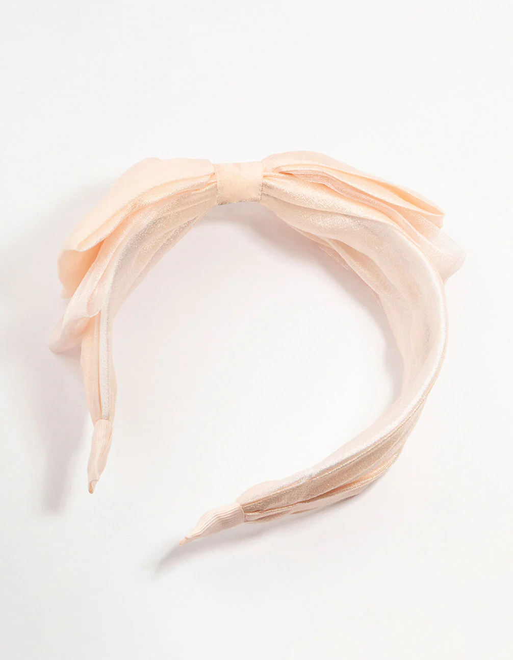 Blush Chiffon Fabric Bow Headband - Image 3