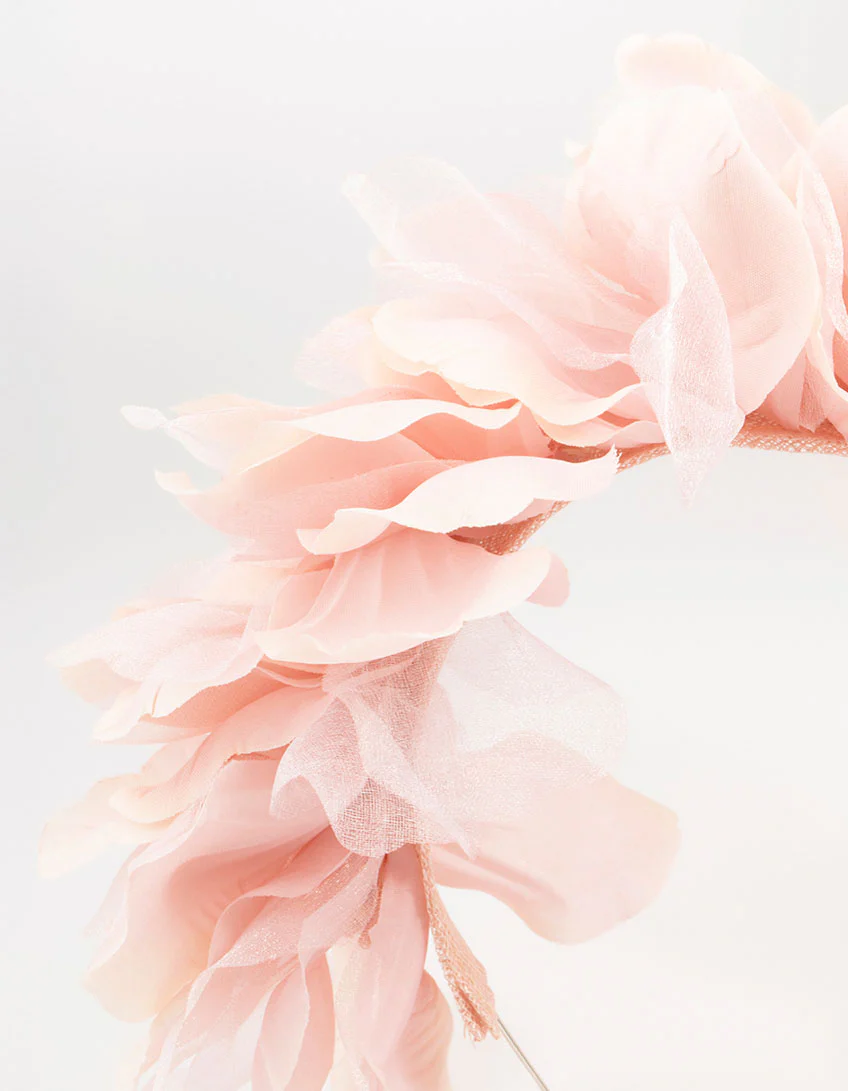 Blush Fabric Flower Layered Headband - Image 2