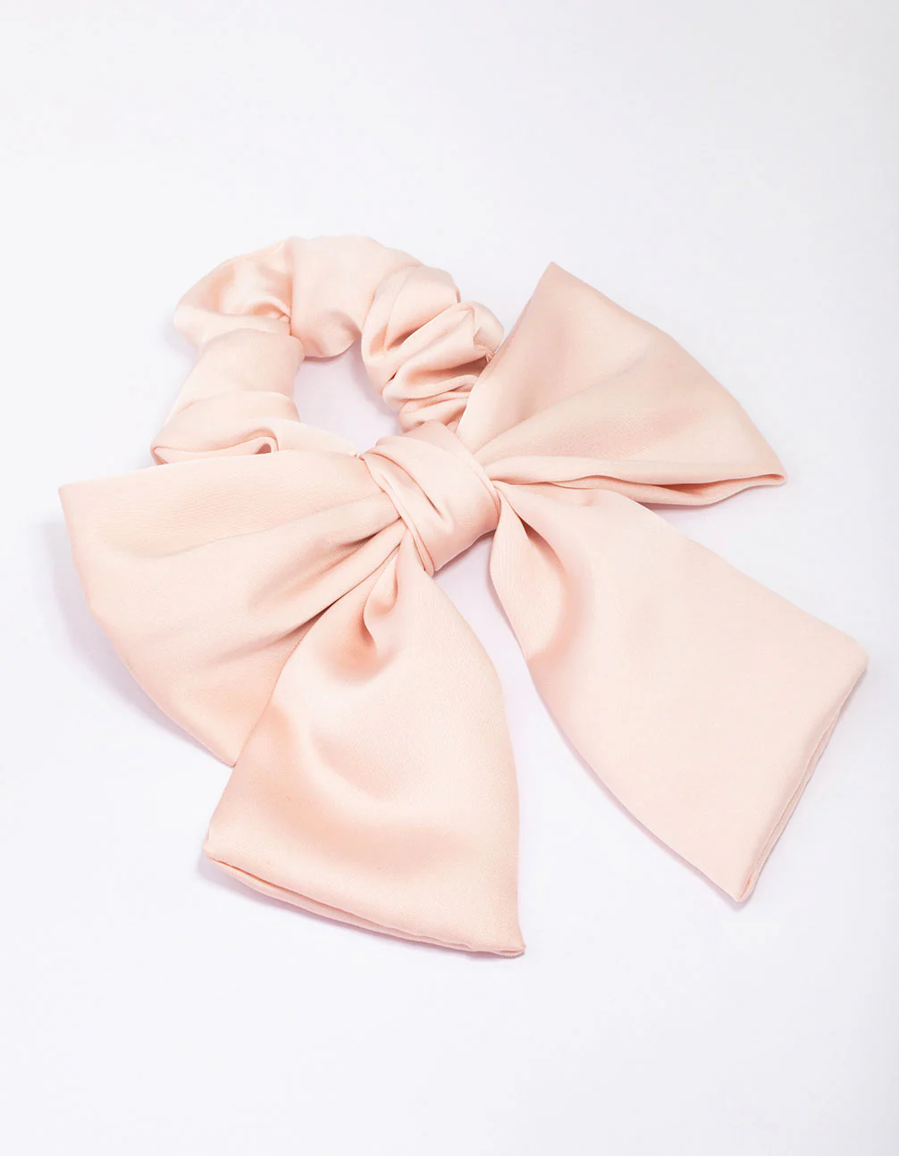 Blush Satin Bow Fabric Scrunchie
