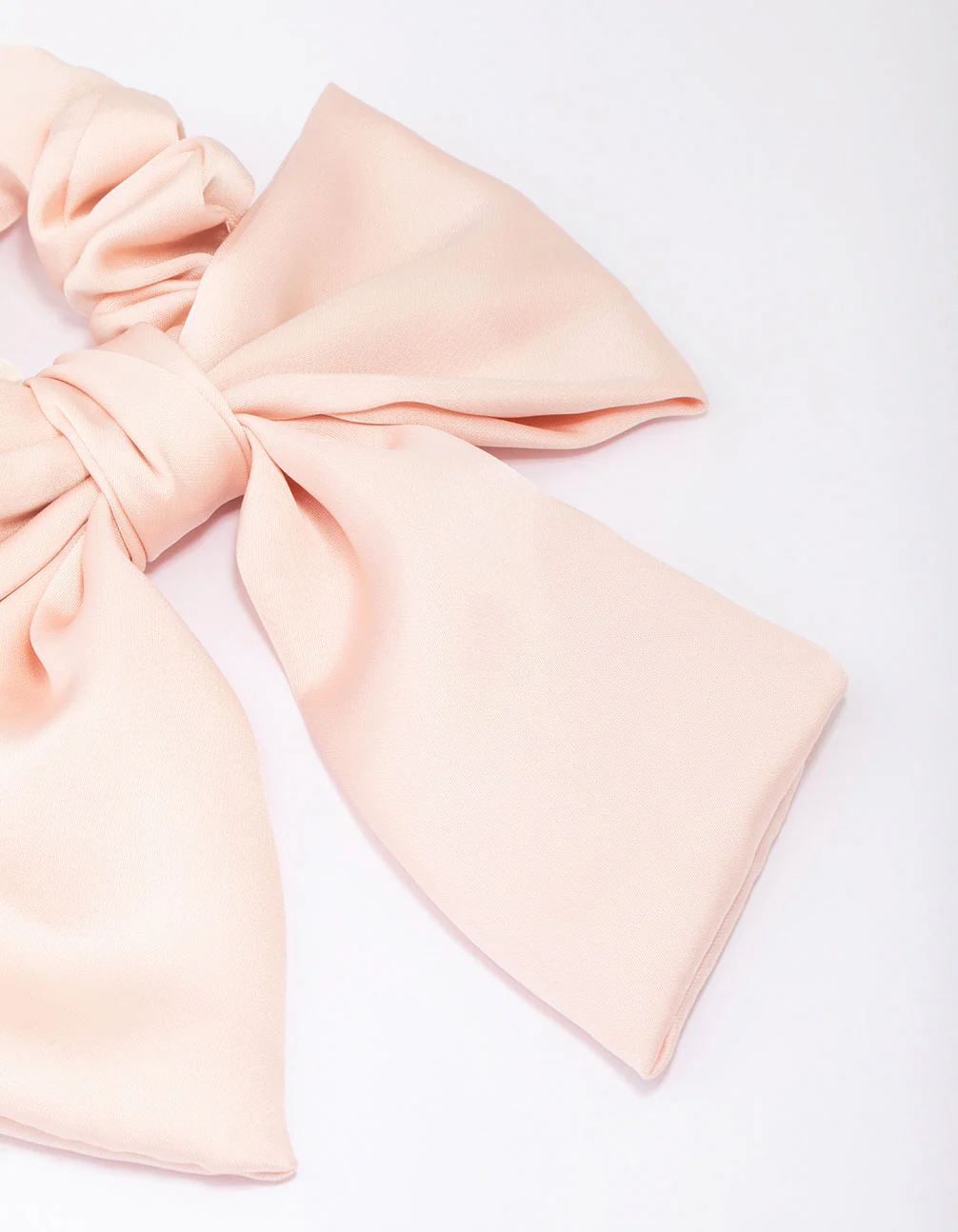 Blush Satin Bow Fabric Scrunchie - Image 2