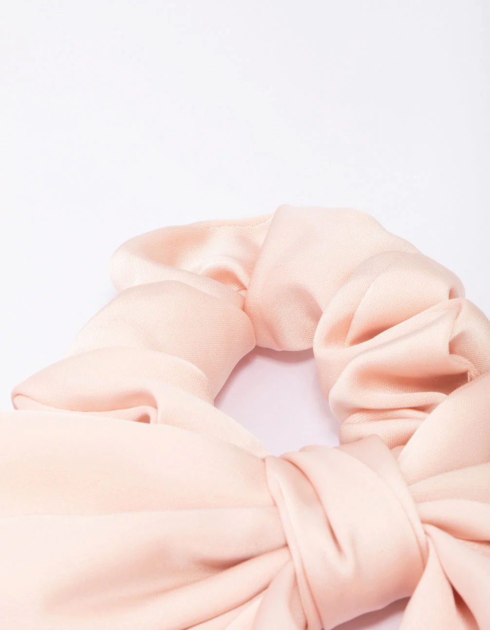 Blush Satin Bow Fabric Scrunchie - Image 3