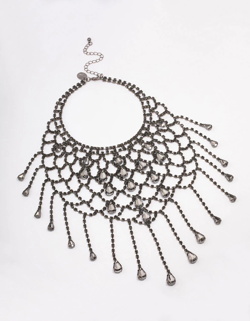 Gunmetal Art Deco Diamante Necklace - Image 2
