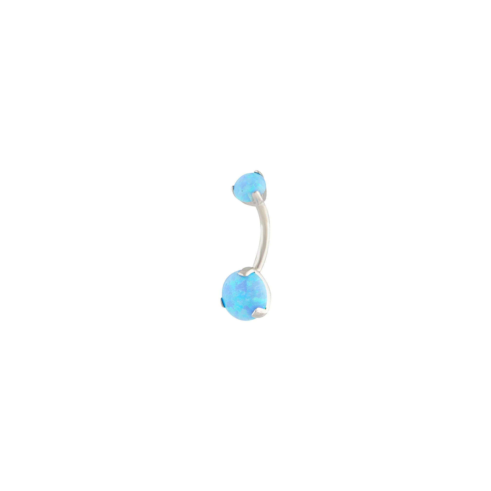 Surgical Steel Synthetic Opal Claw Belly Bar - Image 2