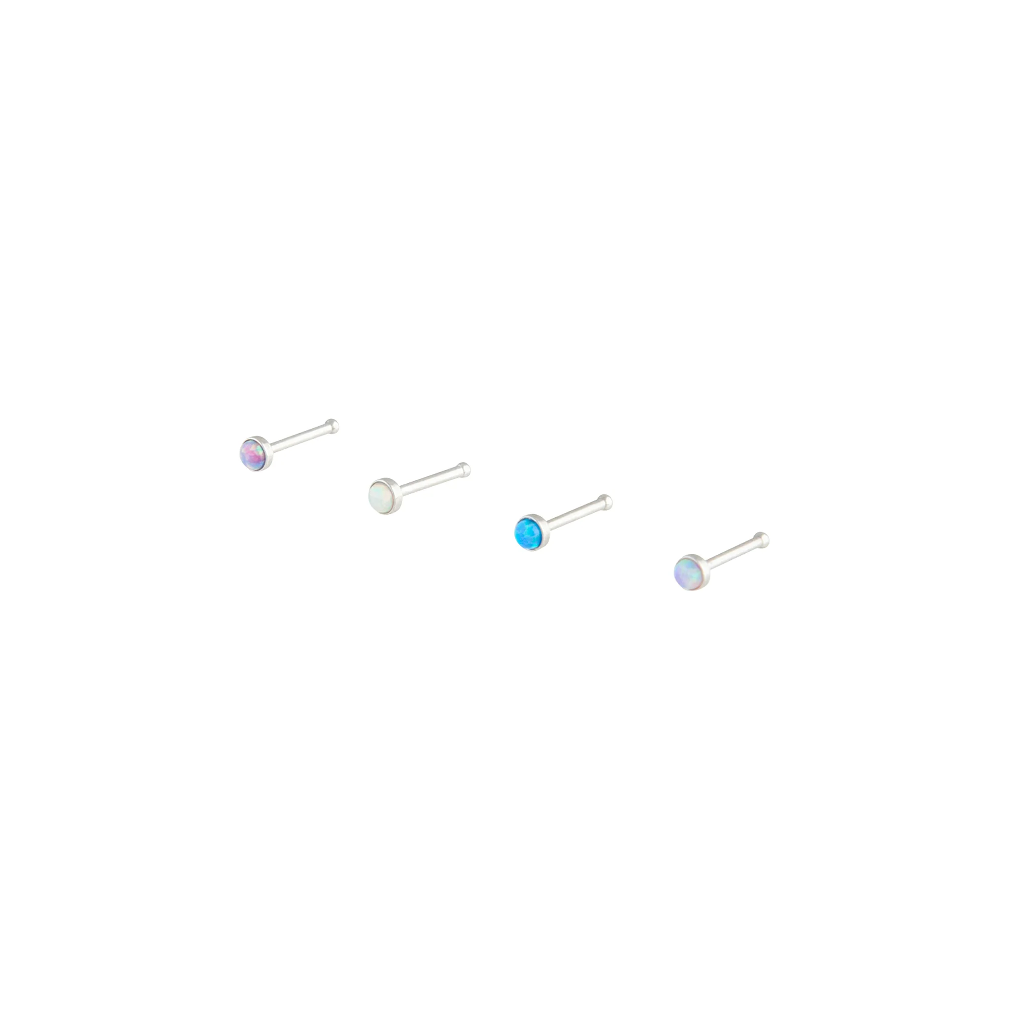 Surgical Steel Synthetic Opal Nose Pin 4-Pack - Image 2