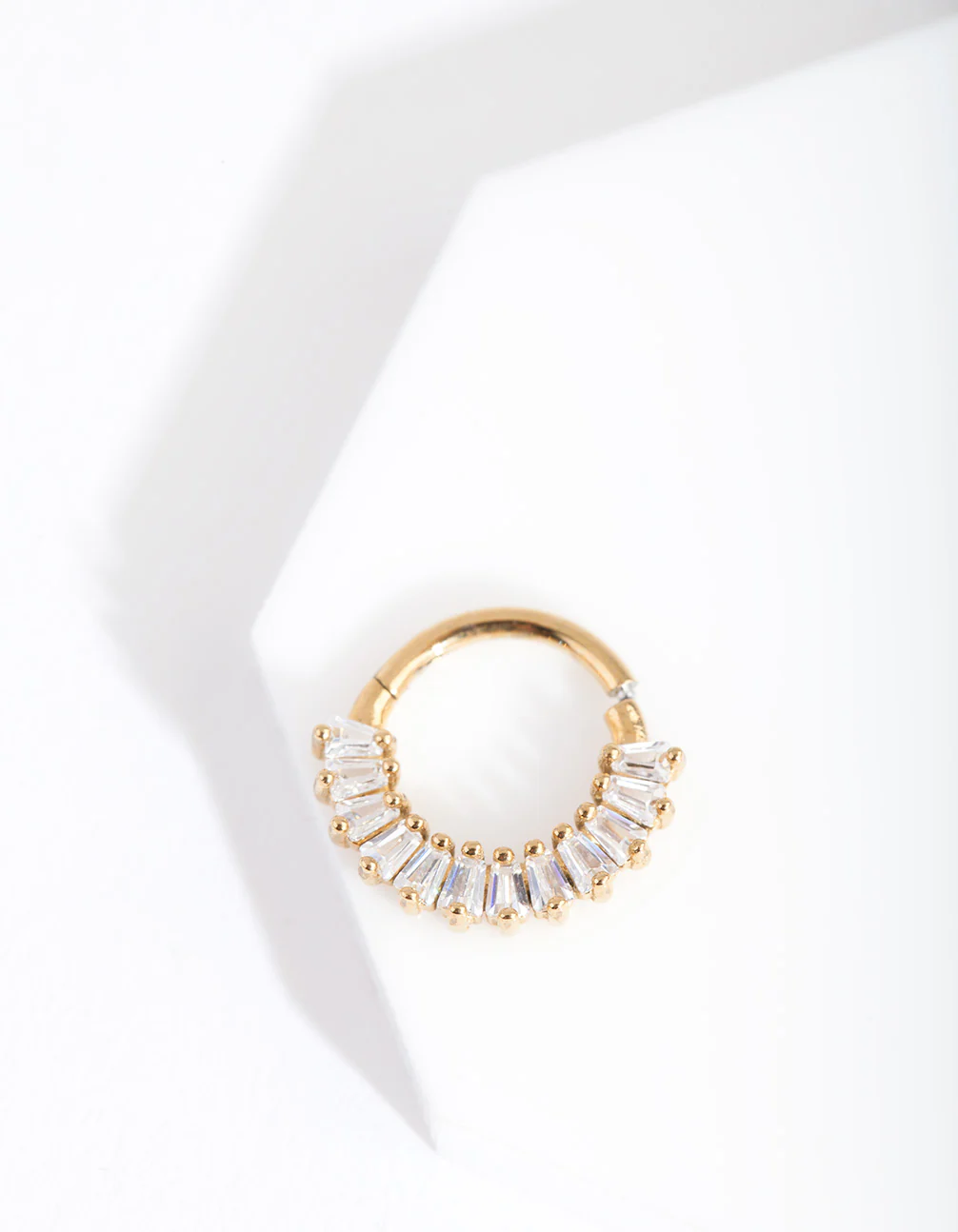 Gold Plated Surgical Steel Baguette Clicker Earring