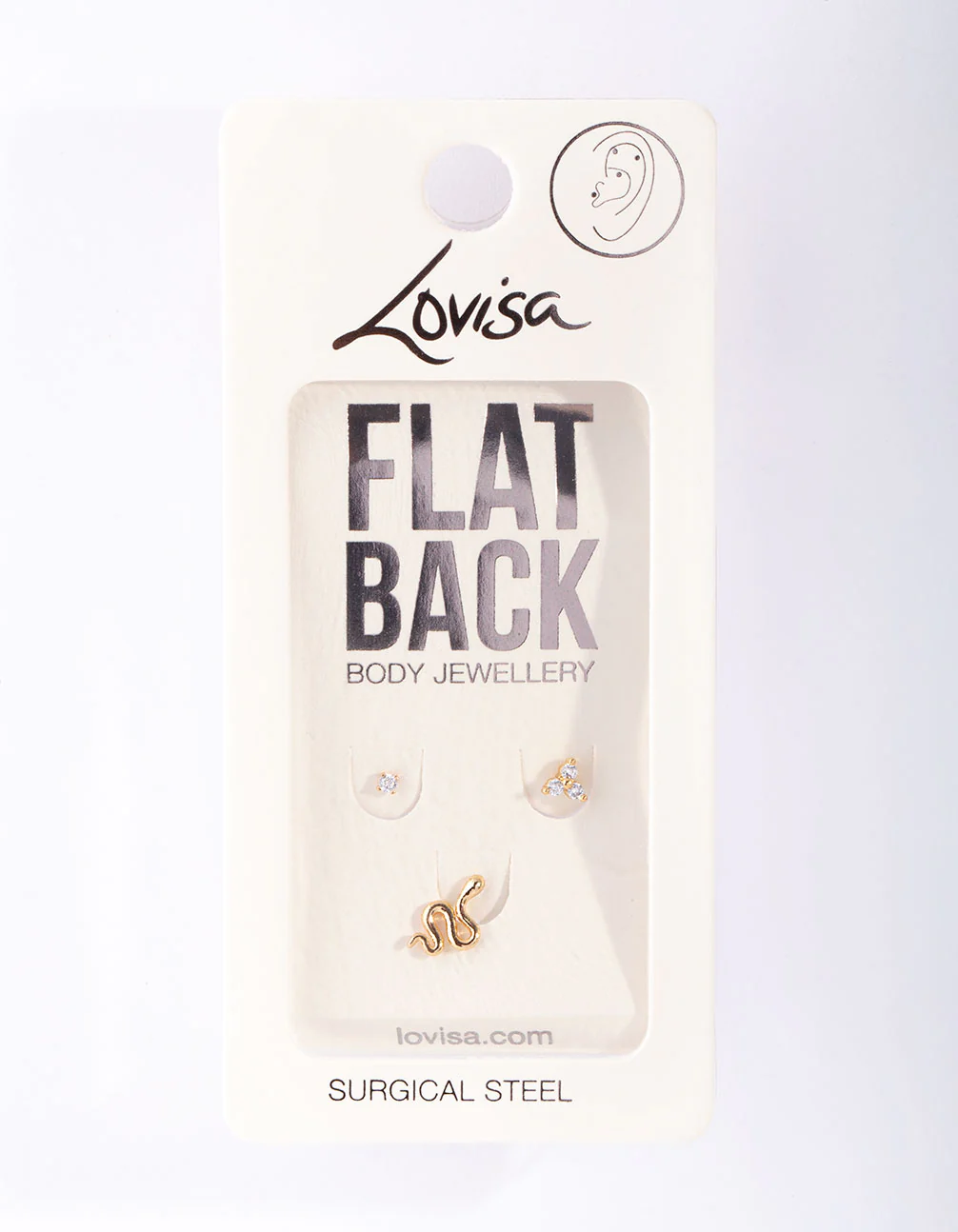 Gold Surgical Steel Snake Flat Back Pack - Image 2