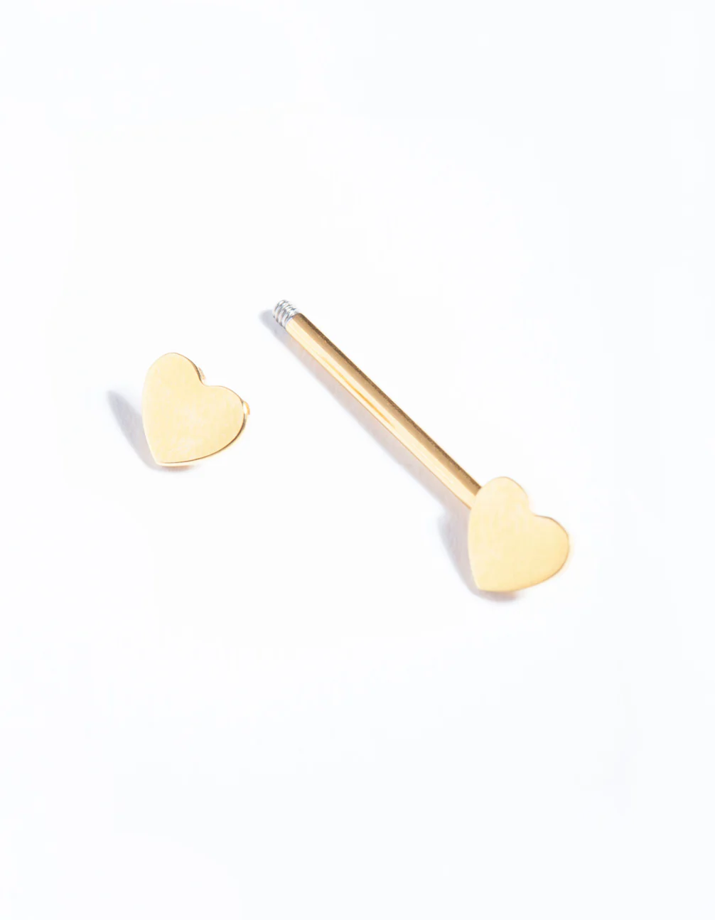 Gold Surgical Steel Heart Nipple Bar - Image 3