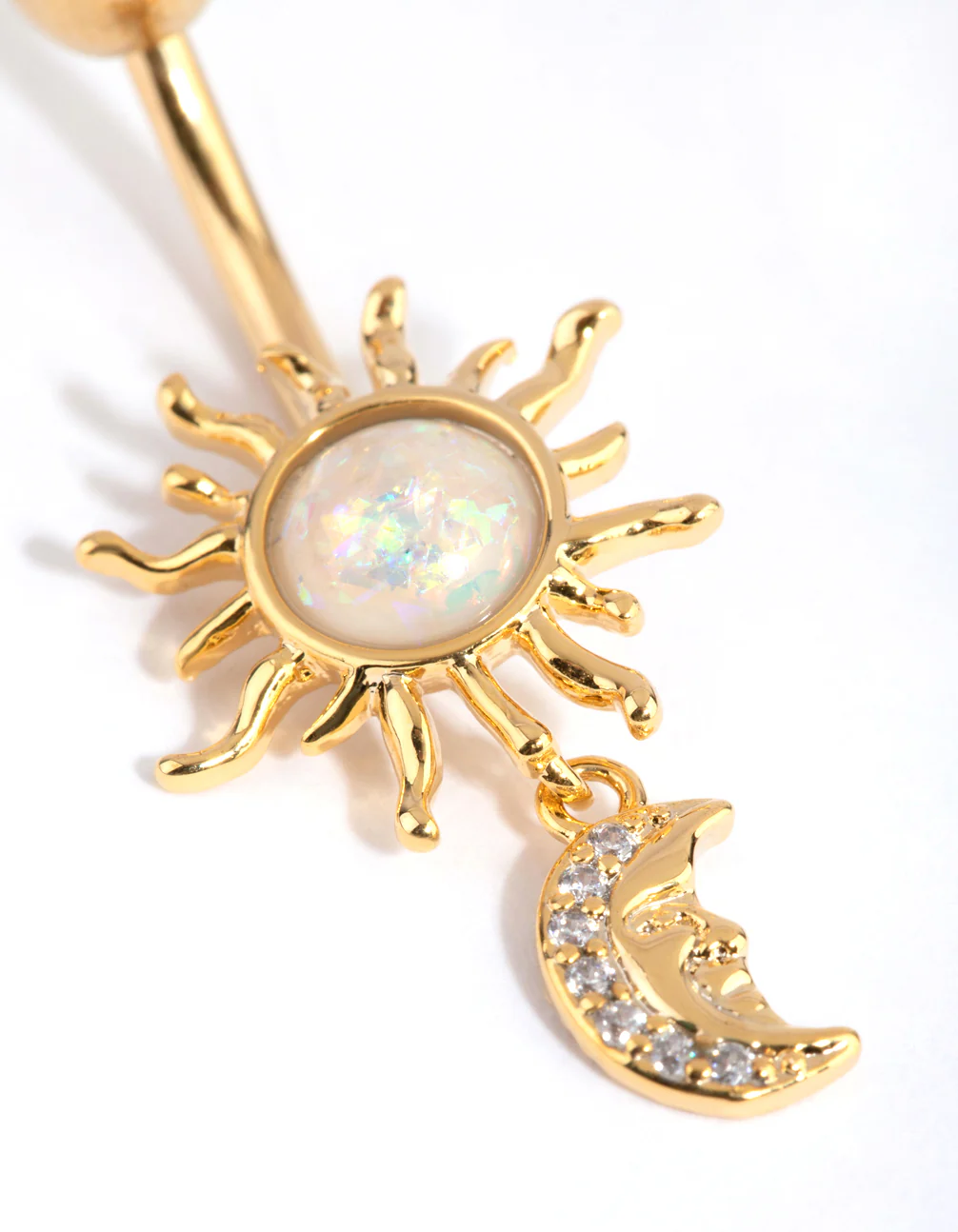 Gold Surgical Steel Sun & Moon Belly Bar - Image 2