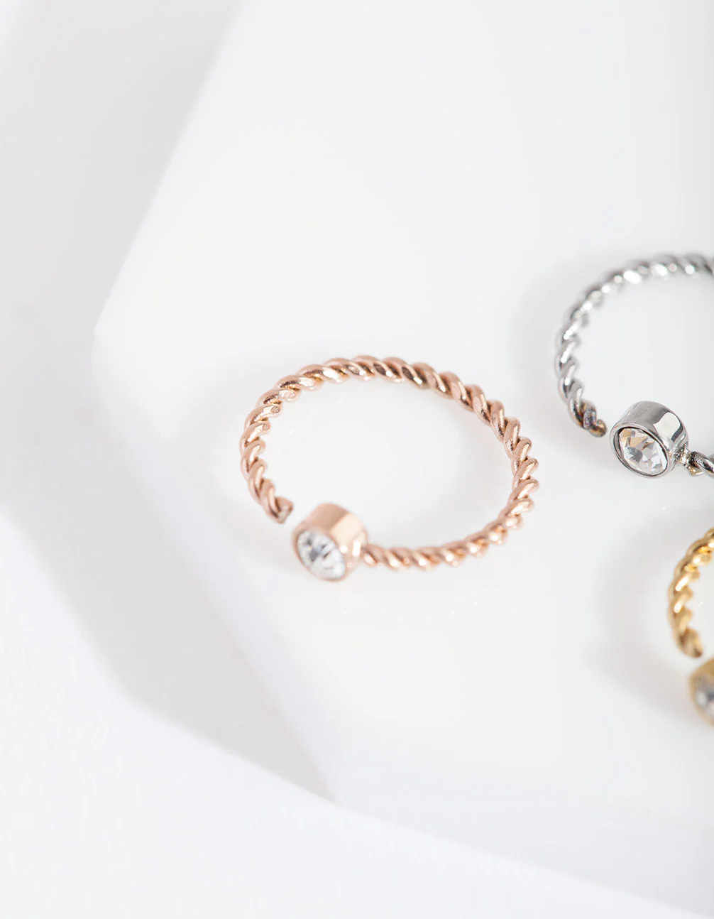 Mixed Metal Diamante Twist Nose Ring Pack - Image 2