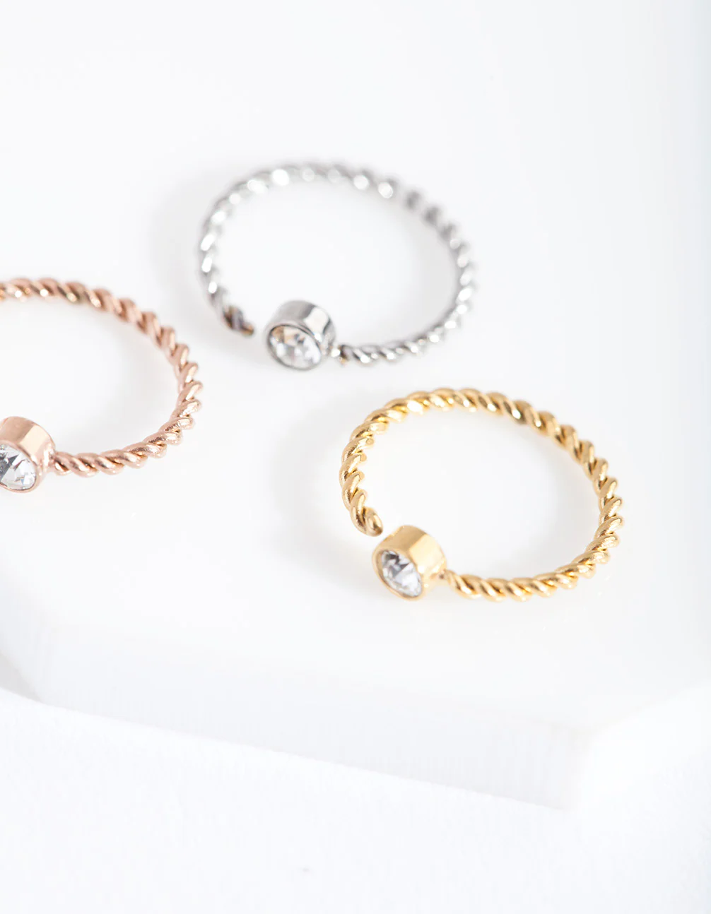 Mixed Metal Diamante Twist Nose Ring Pack - Image 3