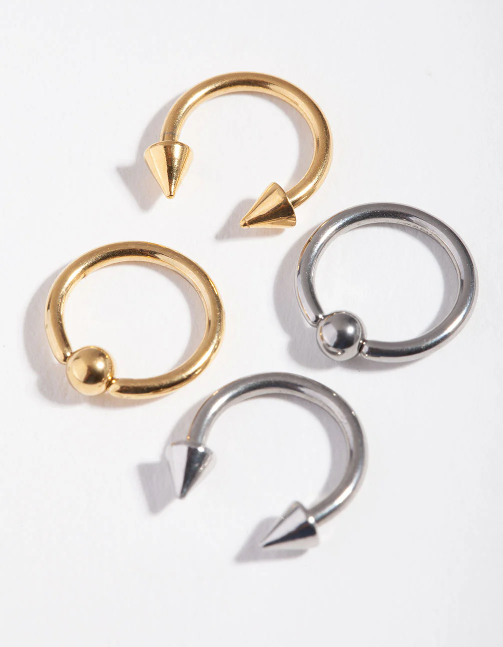 5mm Spike Ball Mixed Metal Earring 4-Pack - Image 2