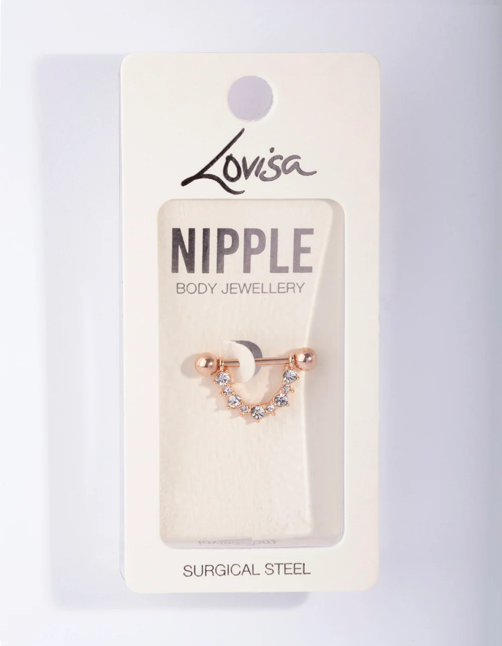 Rose Gold Surgical Steel Diamante Nipple Bar