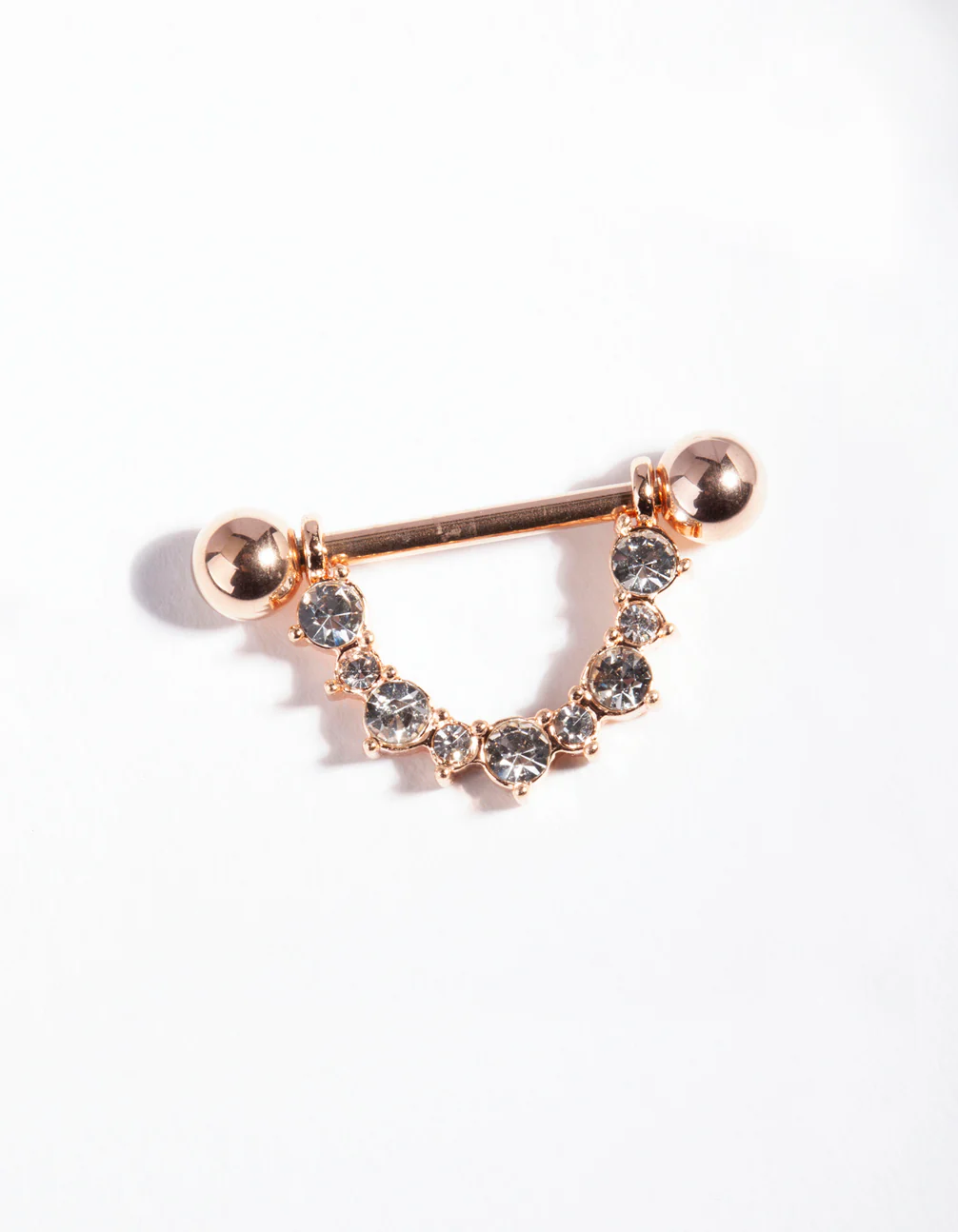 Rose Gold Surgical Steel Diamante Nipple Bar - Image 2
