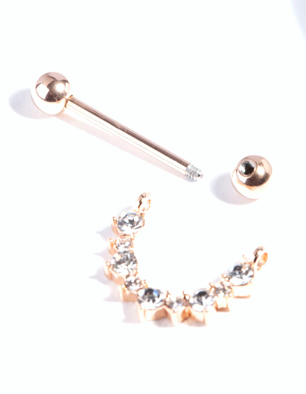 Rose Gold Surgical Steel Diamante Nipple Bar - Image 3