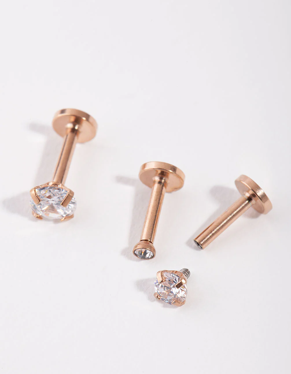 Surgical Steel Rose Gold Grad Cubic Zirconia Flat Back Pack - Image 2