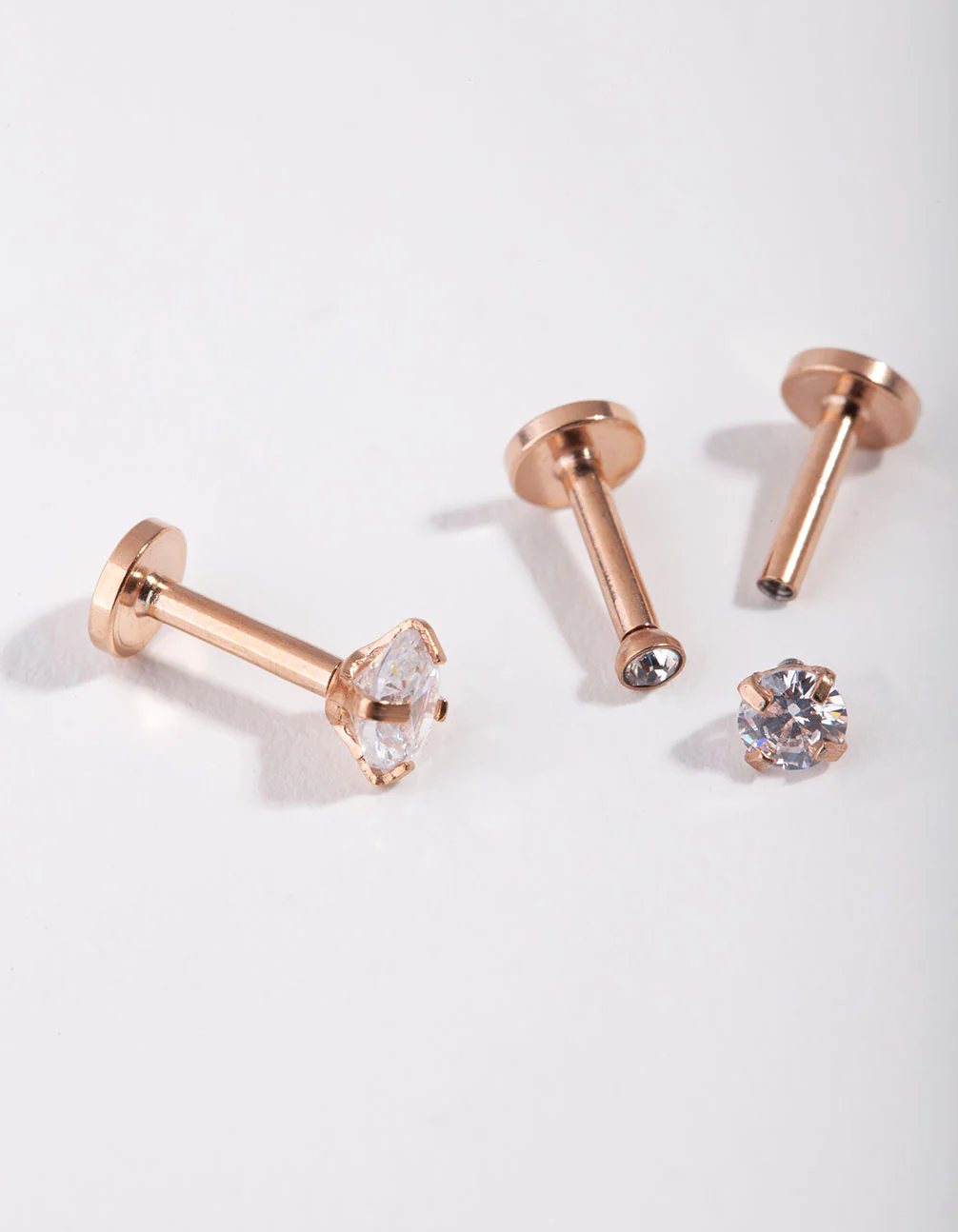 Surgical Steel Rose Gold Grad Cubic Zirconia Flat Back Pack - Image 3