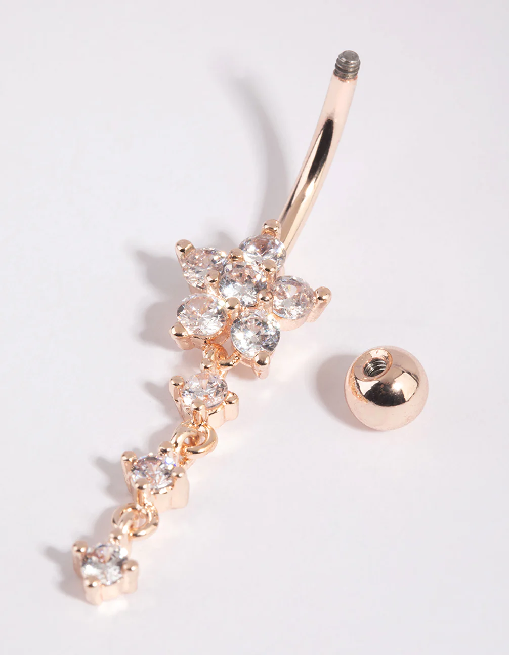 Rose Gold Surgical Steel Flower Belly Bar - Image 2