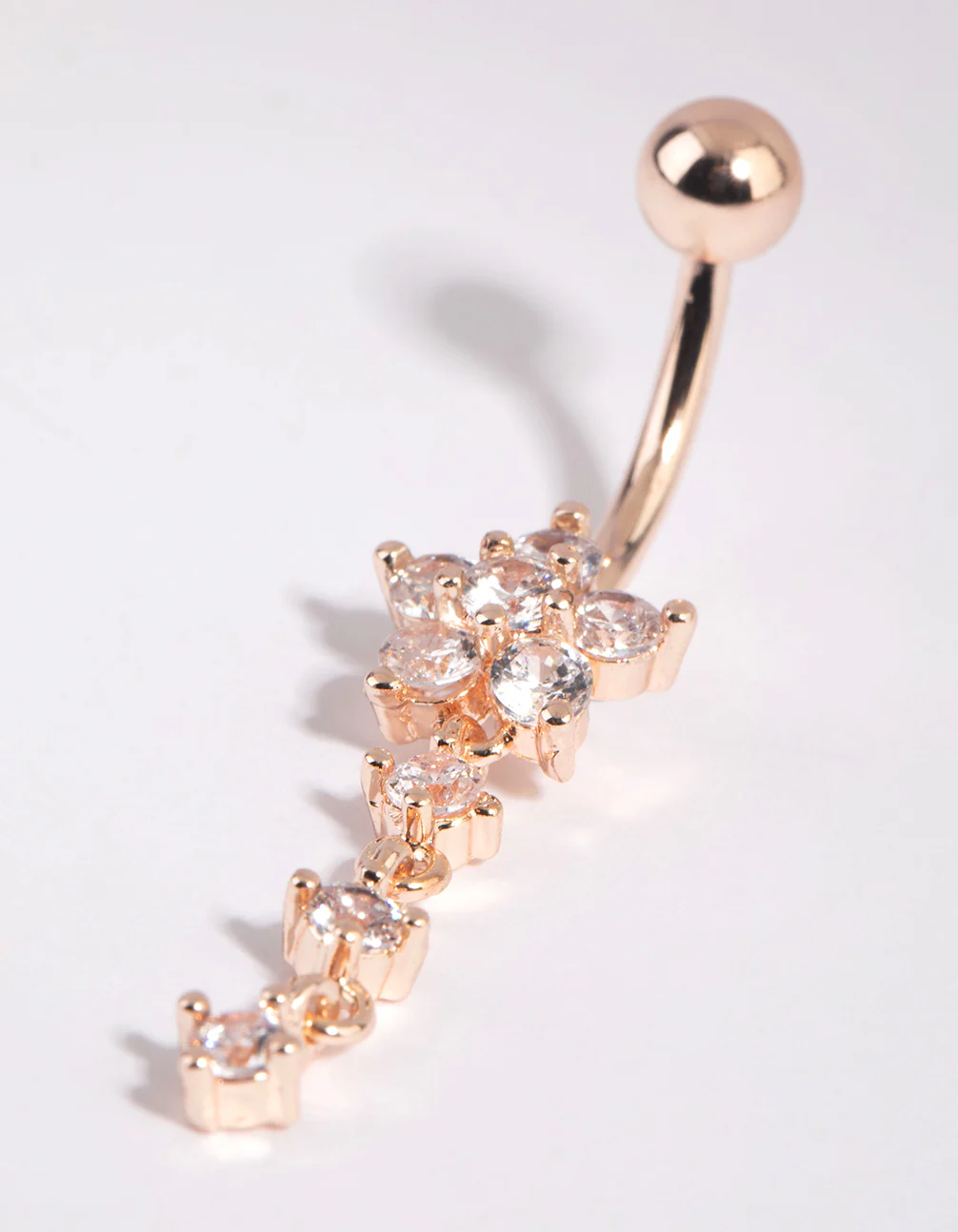 Rose Gold Surgical Steel Flower Belly Bar - Image 3