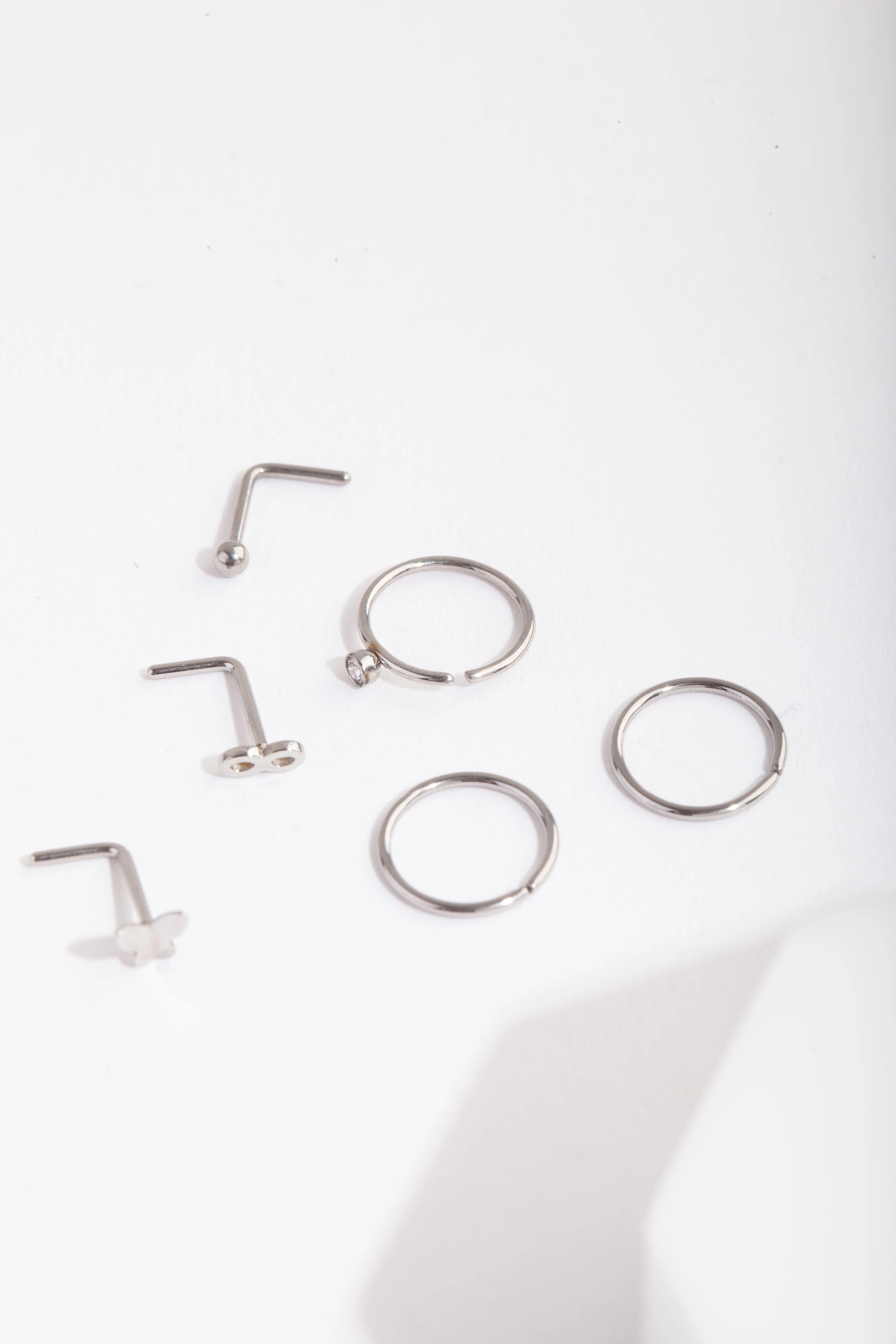 Surgical Steel Butterfly Infinity Nose Ring 6-Pack