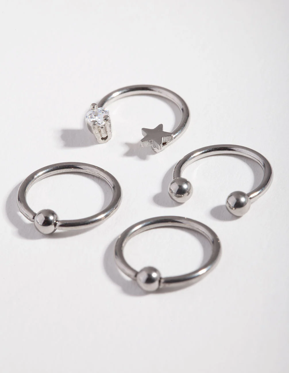 Surgical Steel Silver Celestial Mixed Earring 4-Pack