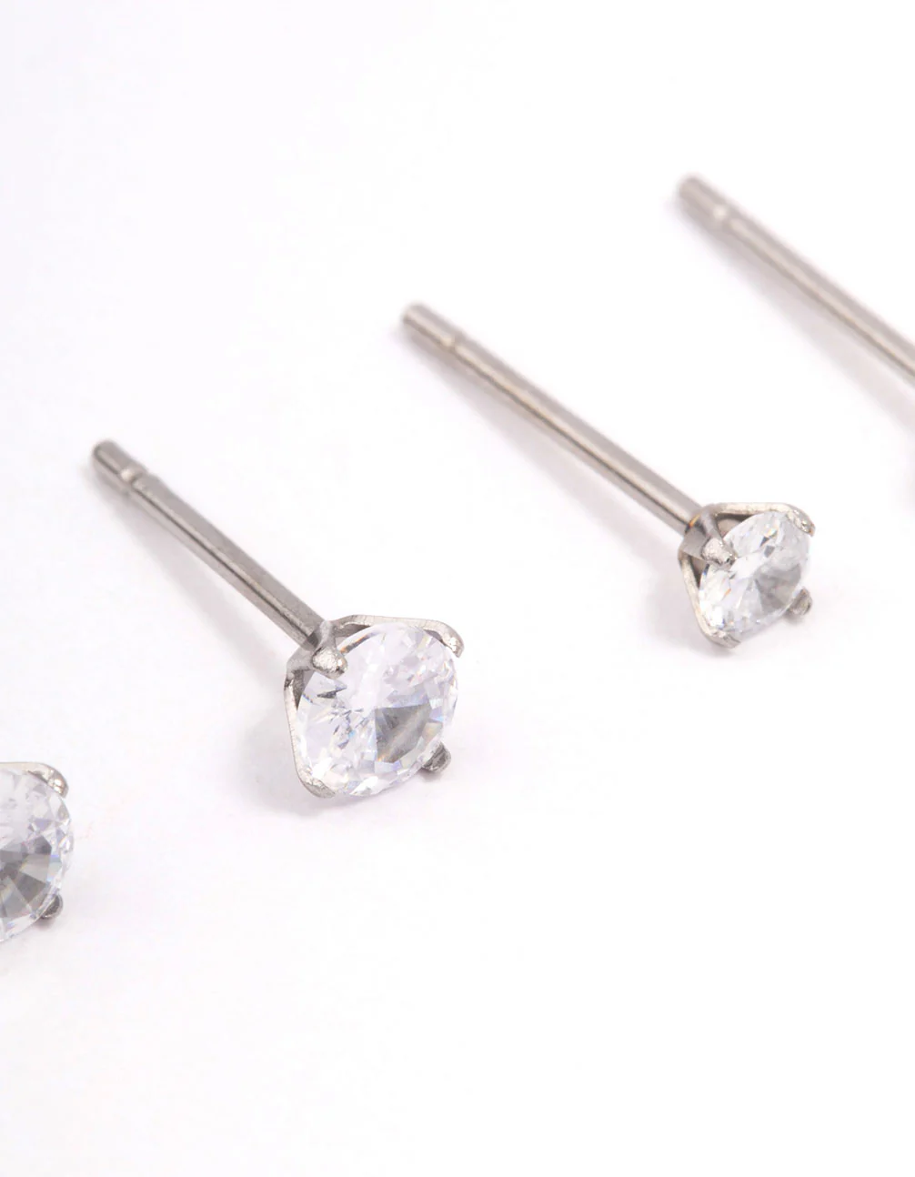 Surgical Steel Graduating Cubic Zirconia Stud Earring Pack - Image 2