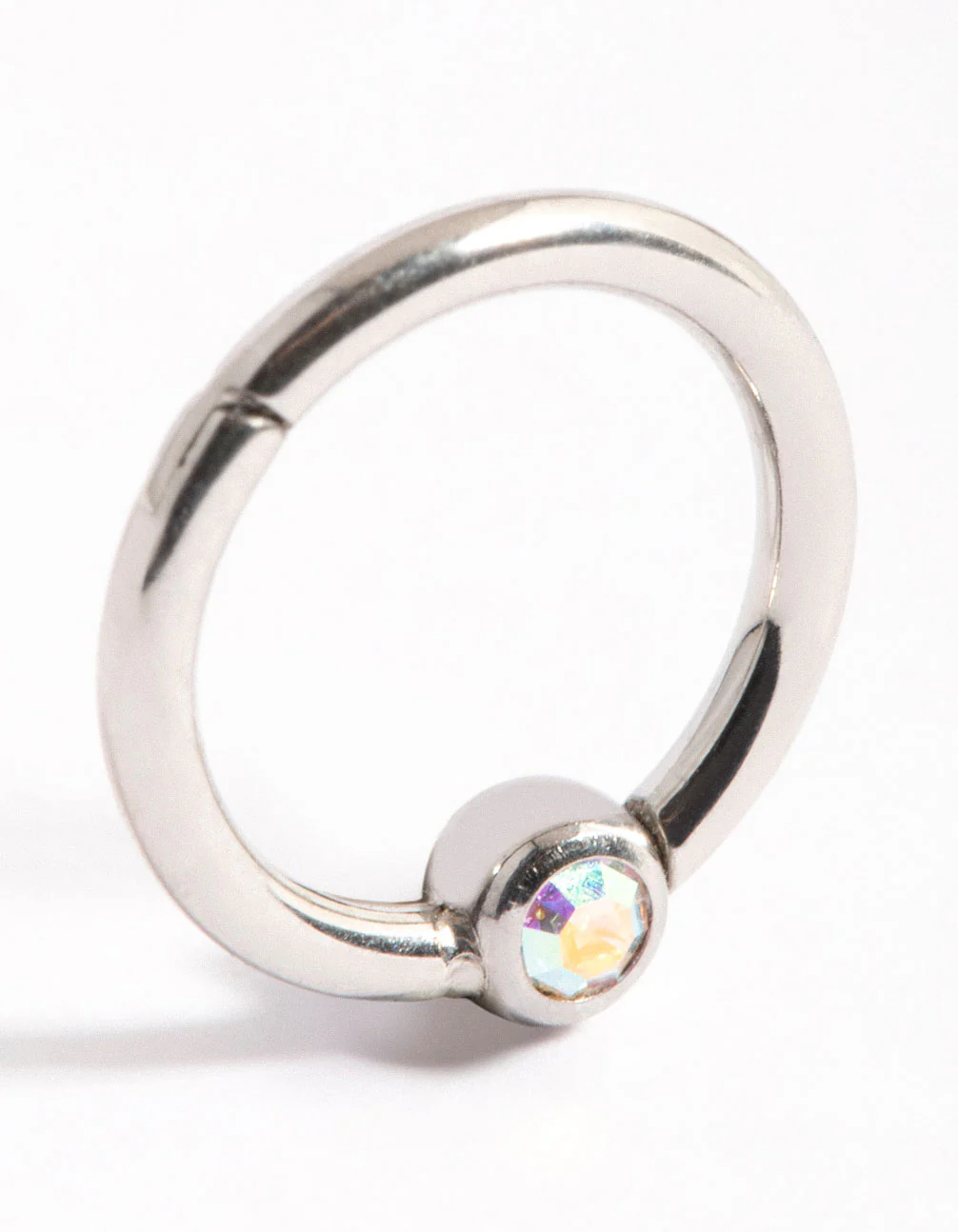 Surgical Steel Single Cubic Zirconia Clicker Ring 8mm - Image 2