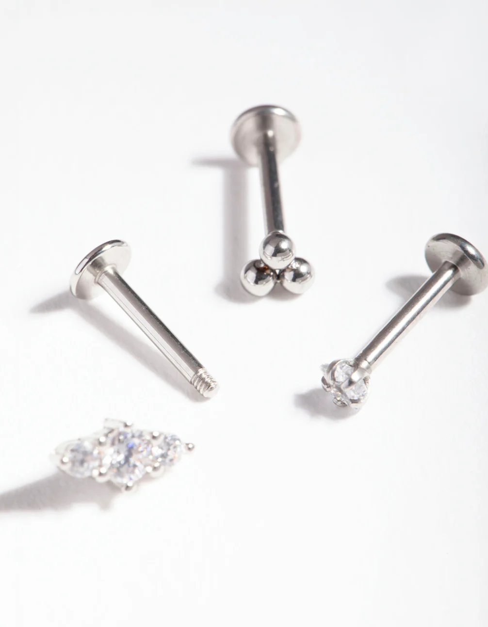 Surgical Steel Triple Cluster Flat Back Earring Pack - Image 3