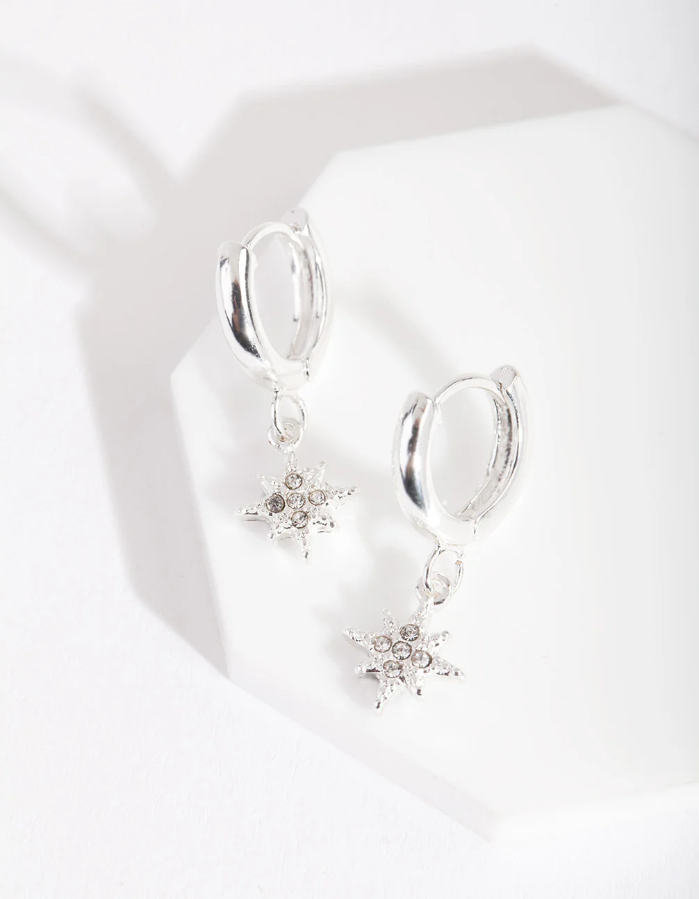 Silver Star Charm Huggie Earrings