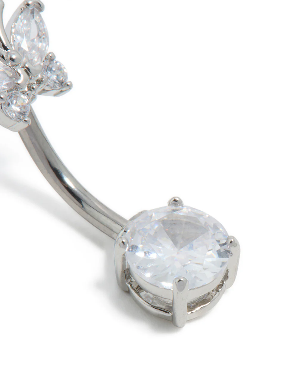 Titanium Cubic Zirconia Butterfly Belly Bar - Image 3