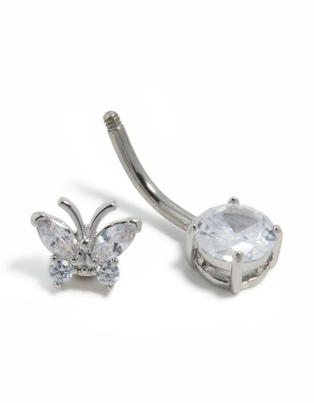 Titanium Cubic Zirconia Butterfly Belly Bar - Image 4