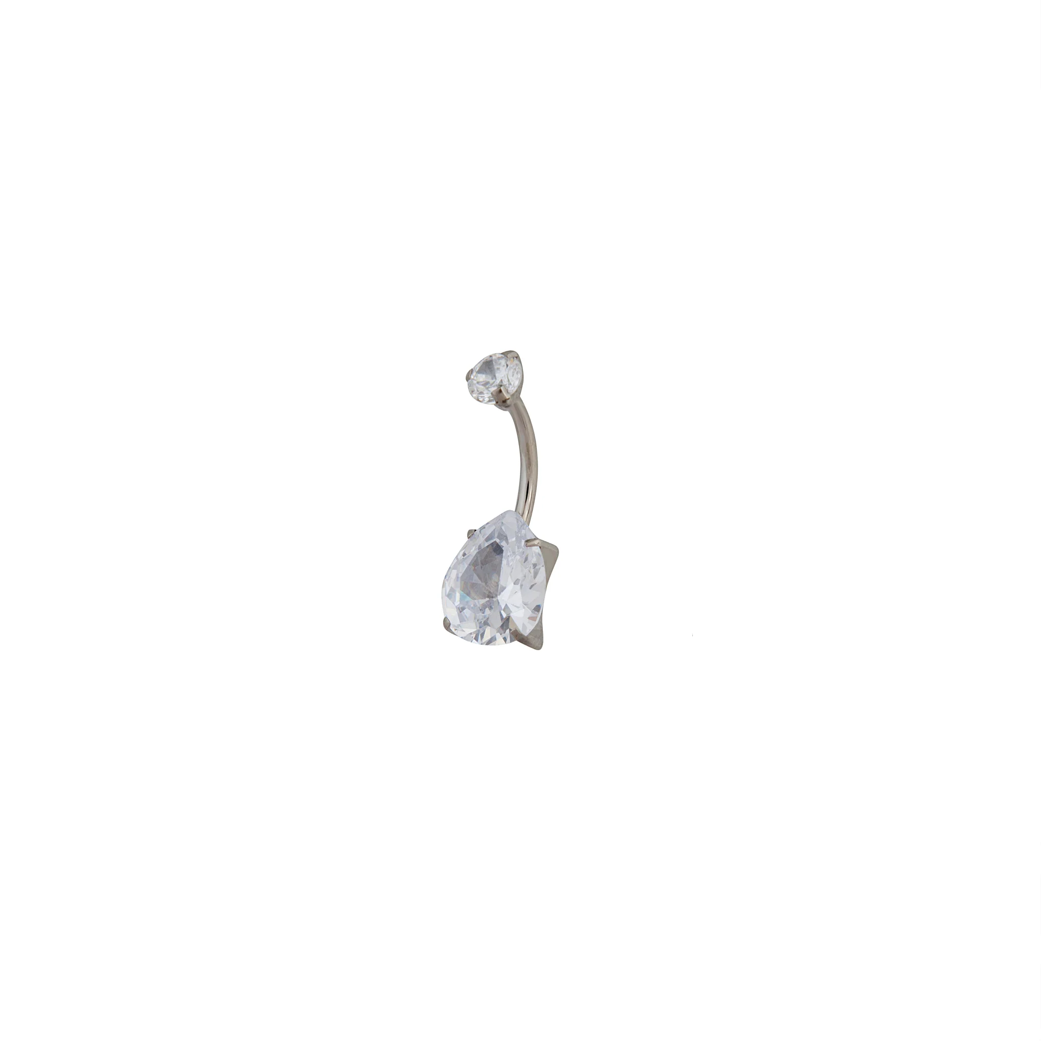 Titanium Teardrop Cubic Zirconia Belly Bar