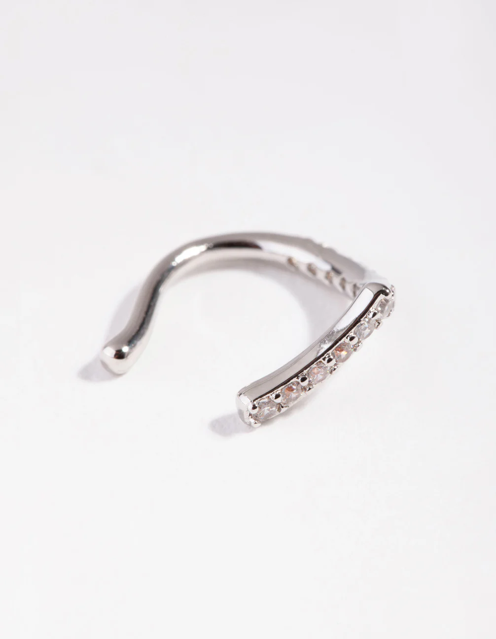Silver Cubic Zirconia Faux Nose Ring - Image 2