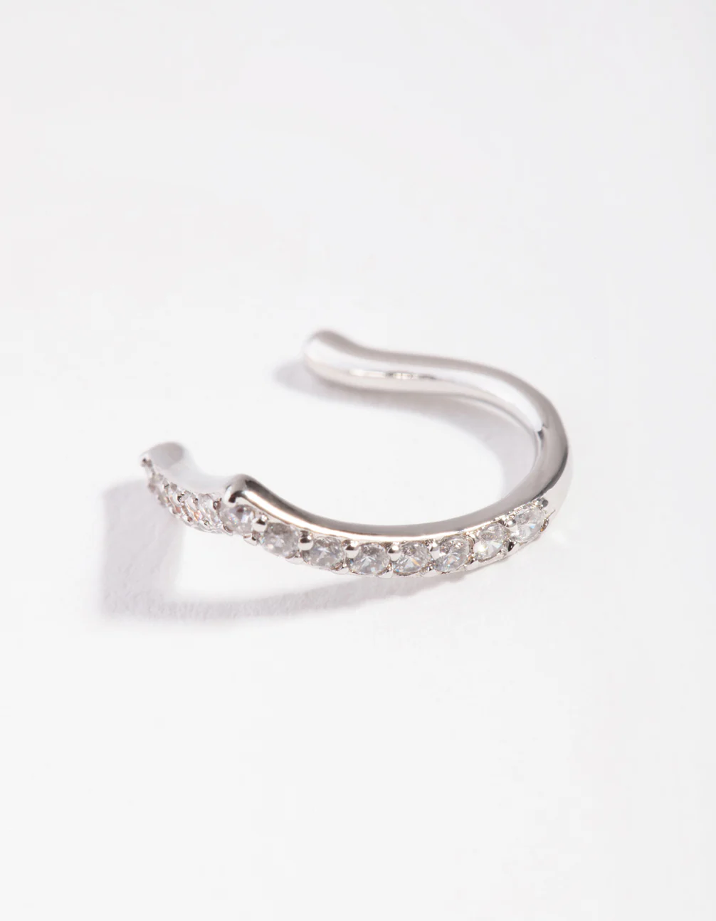 Silver Cubic Zirconia Faux Nose Ring - Image 3